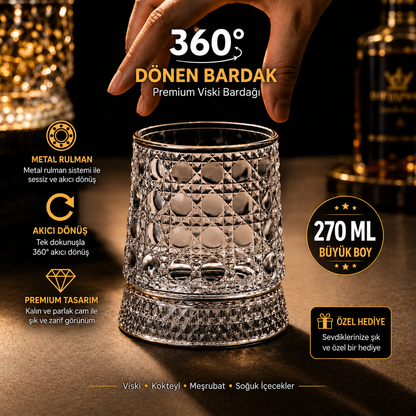 360° Dönen Premium Cam Bardak